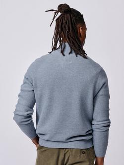 Aubin Owmby Cotton Wool Blend Zip Neck Jumper, Pale Blue - view 2, Pale Blue