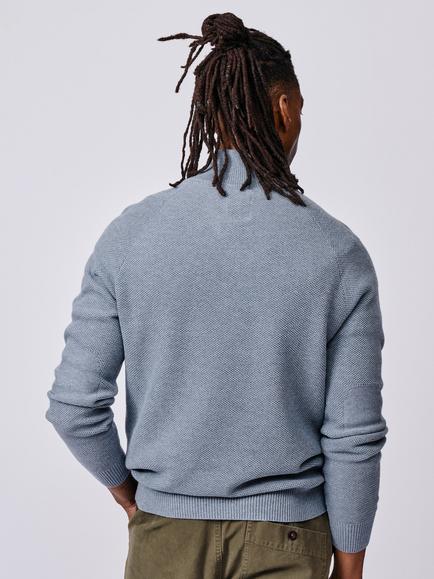 Aubin Owmby Cotton Wool Blend Zip Neck Jumper, Pale Blue - view 2, Pale Blue