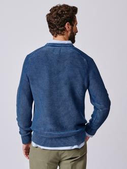 Aubin Saxilby Cotton Crew Neck Jumper - view 2, Navy