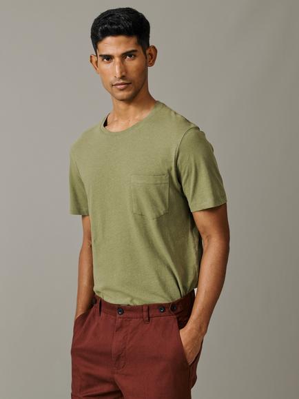 Aubin Aldam Cotton Blend T-Shirt, Khaki