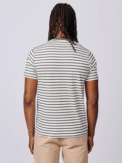 Aubin Ancaster Cotton Regular Fit Short Sleeve Stripe T-Shirt, Khaki/Ecru - view 2, Khaki/Ecru