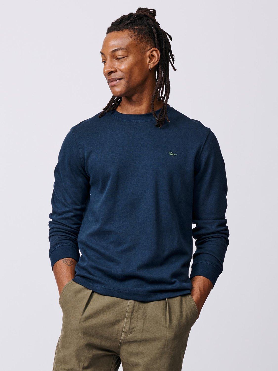 Product image 1 of 5, which shows Aubin Anderson Interlock Knit Long Sleeve T-Shirt, Navy, S