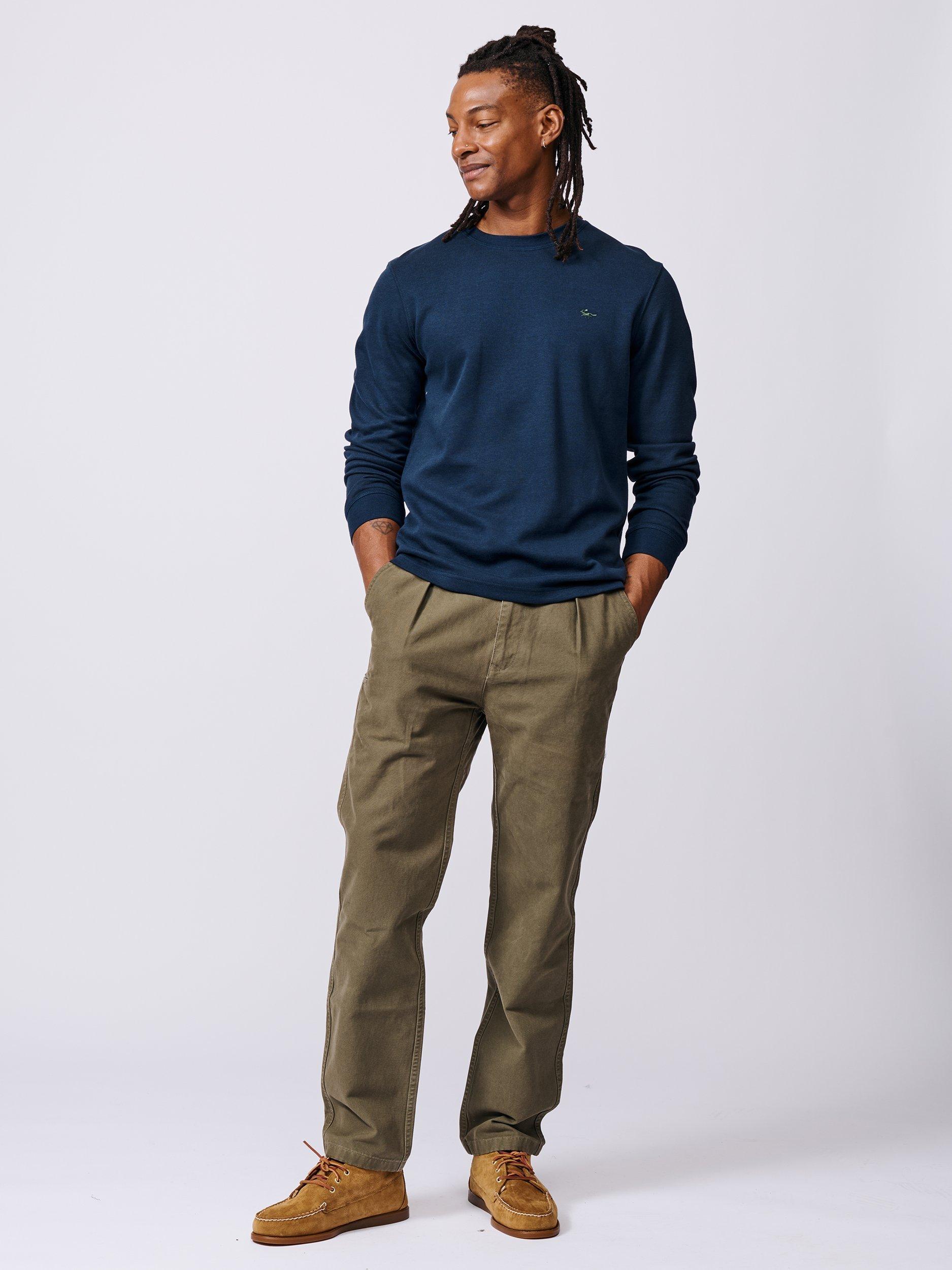 Product image 3 of 5, which shows Aubin Anderson Interlock Knit Long Sleeve T-Shirt, Navy, S