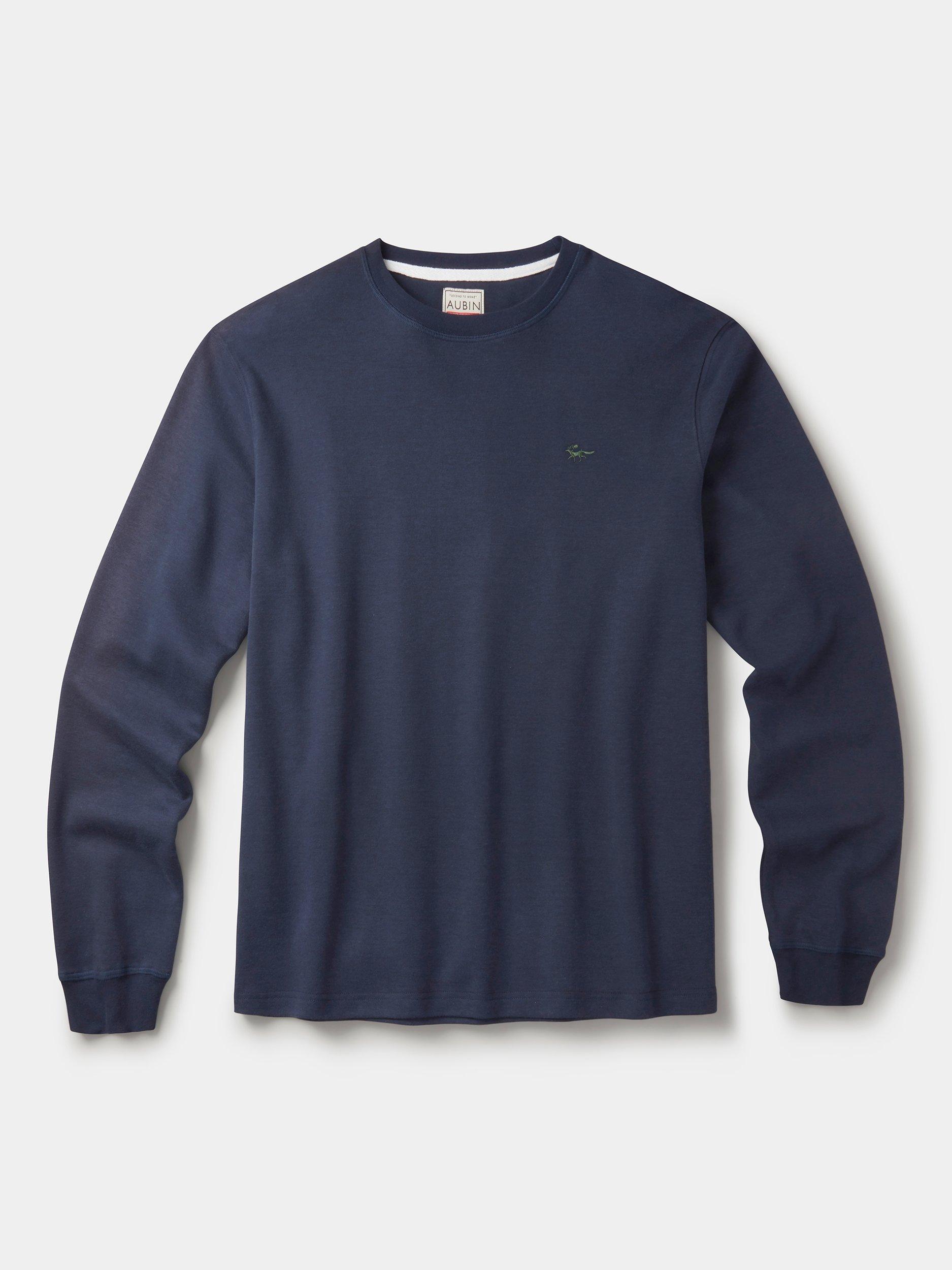 Product image 5 of 5, which shows Aubin Anderson Interlock Knit Long Sleeve T-Shirt, Navy, S
