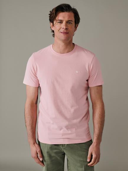 Aubin Regular Fit Short Sleeve Logo Cotton T-Shirt, Pink