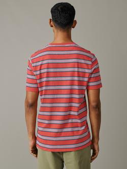 Aubin Barnes Stripe Cotton T-Shirt - view 2, Coral Stripe