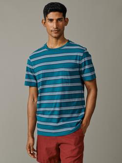 Aubin Barnes Stripe Cotton T-Shirt, Teal