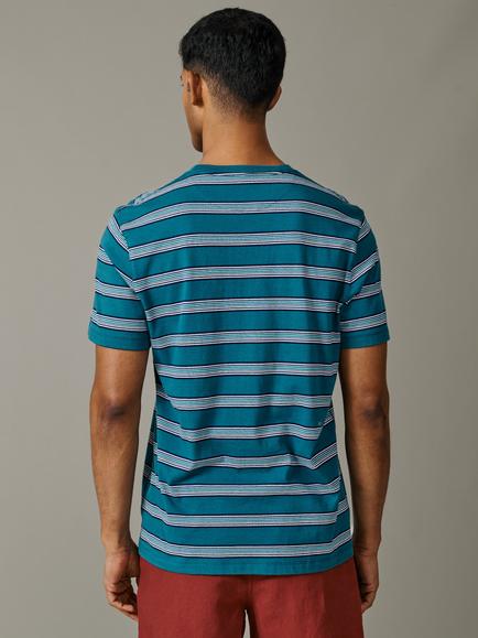 Aubin Barnes Stripe Cotton T-Shirt - view 2, Teal