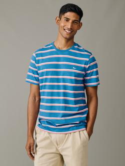 Aubin Berkeley Stripe Cotton T-Shirt, Azure/Multi, Azure/Multi