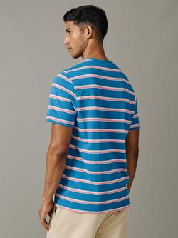 Aubin Berkeley Stripe Cotton T-Shirt, Azure/Multi - view 2, Azure/Multi