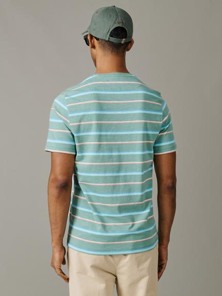 Aubin Berkeley Stripe Cotton T-Shirt - view 2, Green/Multi