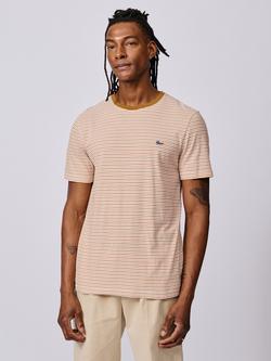 Aubin Deacon Cotton Regular Fit Short Sleeve Stripe T-Shirt, Orange Mix