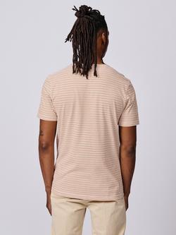 Aubin Deacon Cotton Regular Fit Short Sleeve Stripe T-Shirt - view 2, Orange Mix