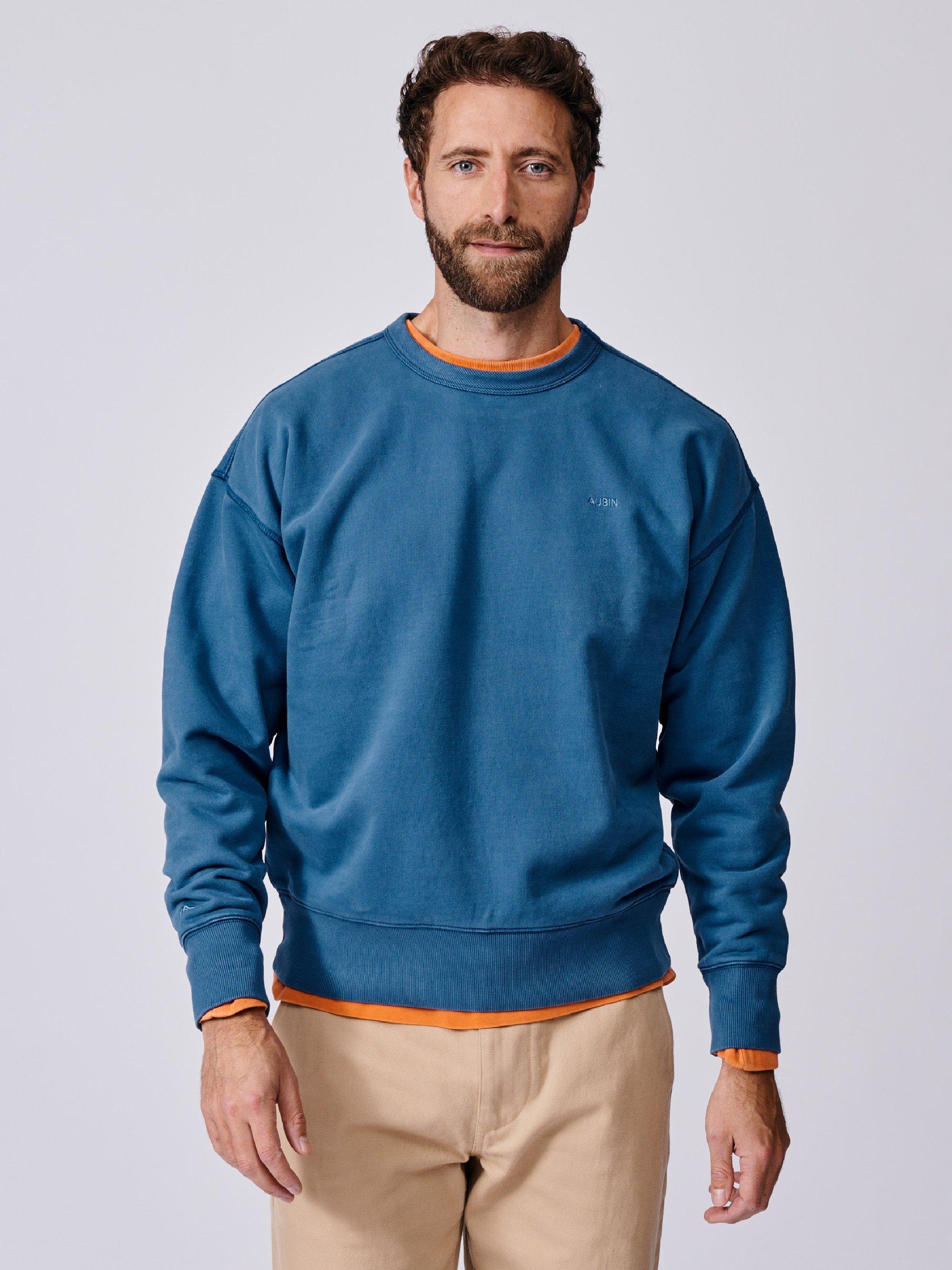Product image 1 of 6, which shows Aubin Brandon Cotton Sweatshirt, Washed Cobalt, XS