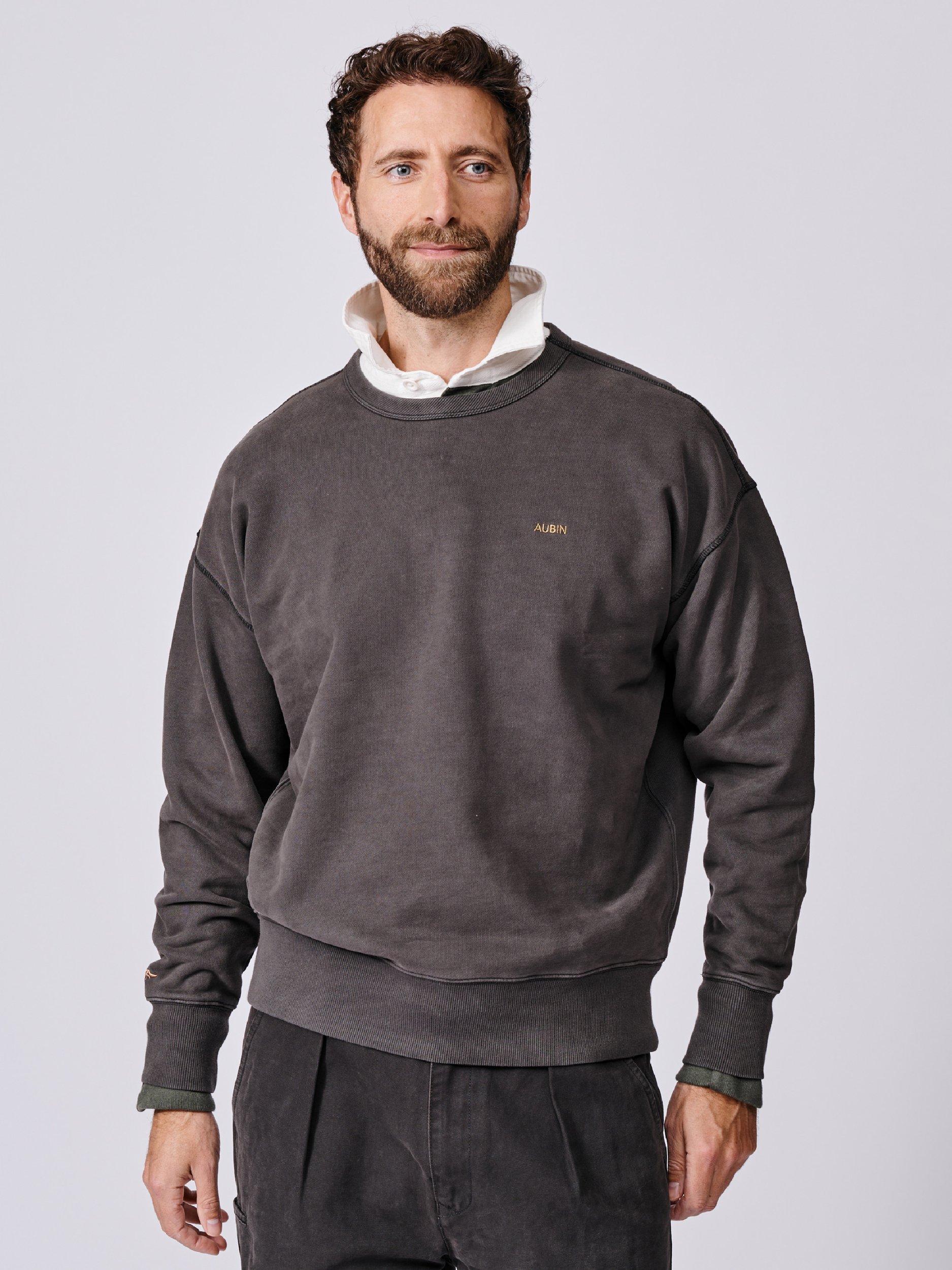 Product image 1 of 7, which shows Aubin Brandon Cotton Sweatshirt, Washed Black, XS