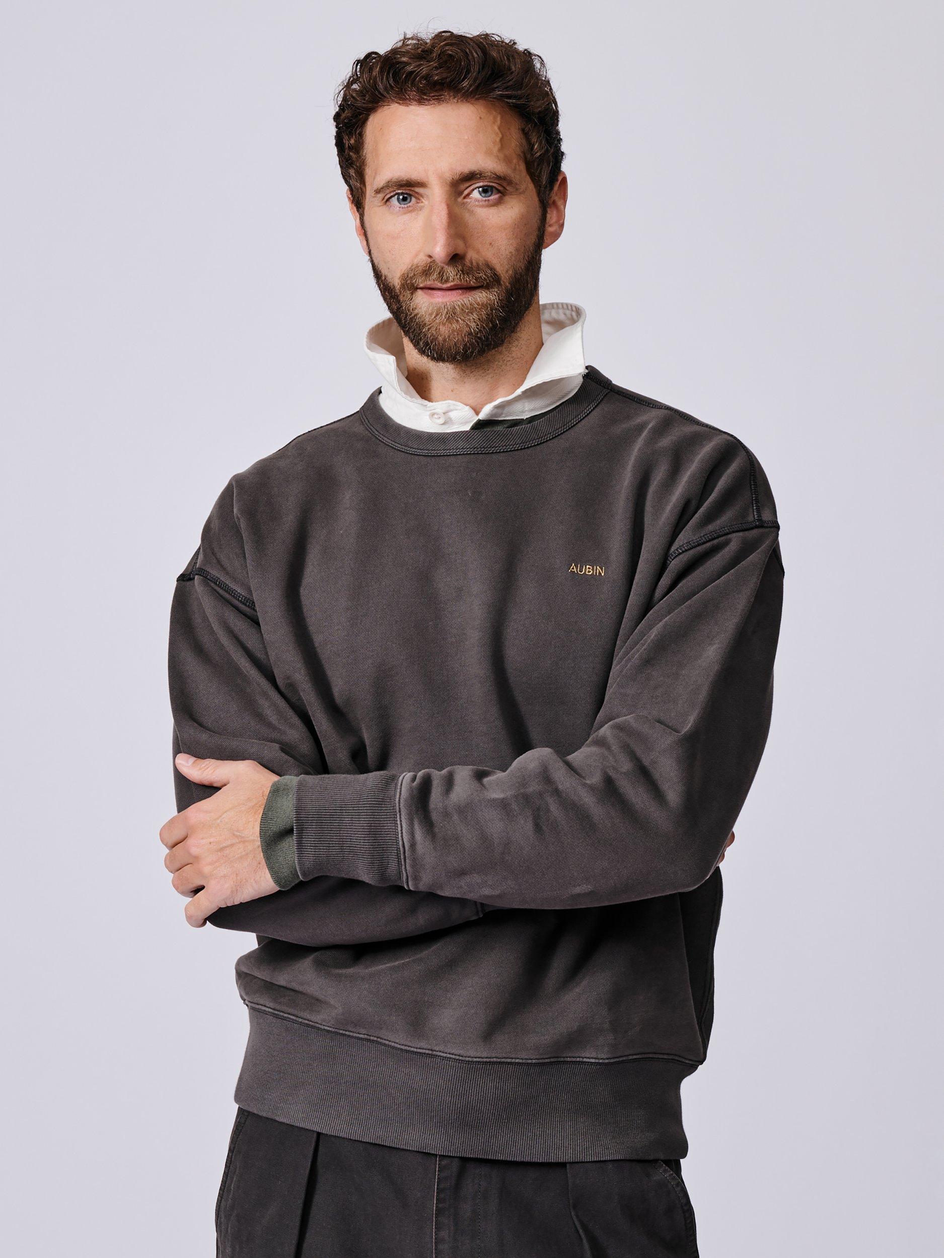 Product image 4 of 7, which shows Aubin Brandon Cotton Sweatshirt, Washed Black, XS