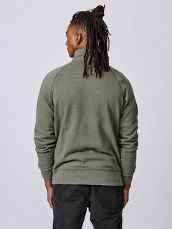 Aubin Castleton Zip Neck Slub Cotton Sweatshirt, Washed Khaki - view 2, Washed Khaki