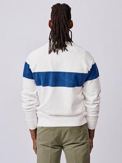 Aubin Garsdale Crew Neck Striped Slub Cotton Sweatshirt, Blue - view 2, Blue