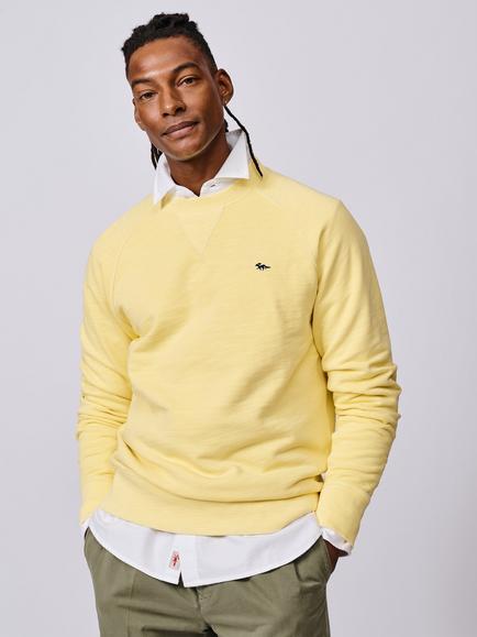 Aubin Garsdale Crew Neck Slub Cotton Sweatshirt, Yellow
