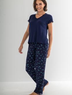 Pour Moi Sofa Loves Lace Pyjama Set, Blue Multi, Blue Multi