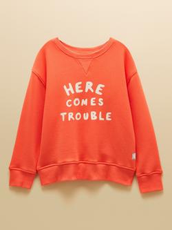 Joules Kids' Sundaze Crew Neck Sweatshirt, Orange, Orange