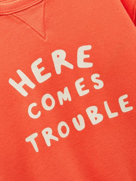 Joules Kids' Sundaze Crew Neck Sweatshirt, Orange - view 2, Orange
