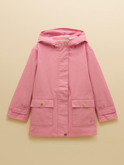Joules Kids' Portwell Waterproof Hooded Raincoat, Pink