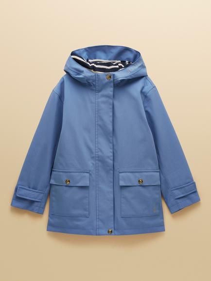 Joules Kids' Portwell Waterproof Hooded Raincoat, Blue