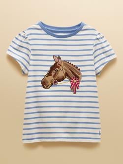 Joules Kids' Astra Appliqué T-Shirt, Blue/White, Blue/White