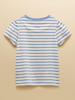 Joules Kids' Astra Appliqué T-Shirt, Blue/White - view 2, Blue/White