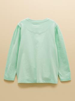 Joules Kids' Ava Long Sleeve Applique Top, Light Green - view 2, Light Green
