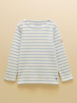 Joules Kids' Harbour Jersey Top, Blue/White, Blue/White