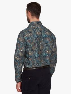 Simon Carter Cotton Tailored Fit Paisley Cord Shirt, Multi - view 2, Multi Multi