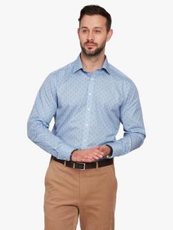Simon Carter Cotton Tailored Fit Paisley Fish Print Shirt, Light Blue, Light Blue