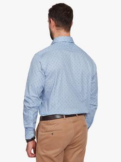 Simon Carter Cotton Tailored Fit Paisley Fish Print Shirt, Light Blue - view 2, Light Blue