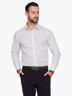 Simon Carter Cotton Tailored Fit Plane Print Shirt, White/Blue, White Blue