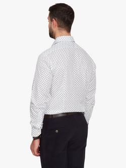 Simon Carter Cotton Tailored Fit Plane Print Shirt, White/Blue - view 2, White Blue