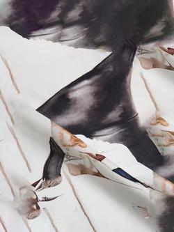 Simon Carter Silk Evil Cat Pocket Square, Blue Multi - view 2, Blue Multi