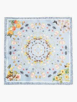 Simon Carter Silk Botanical Pocket Square, Blue Multi - view 2, Blue Multi