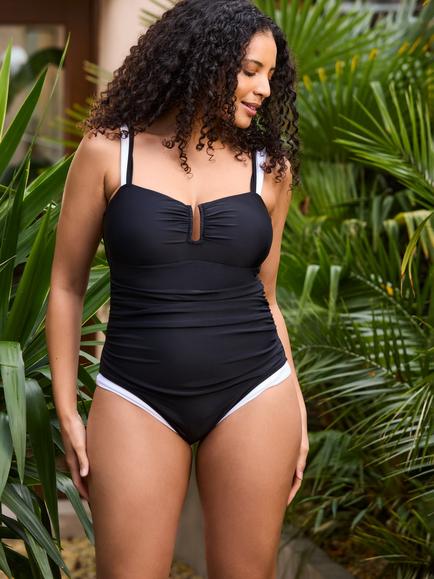 Live Unlimited Curve Contrast Trim Shaping Swimsuit, Black, Black