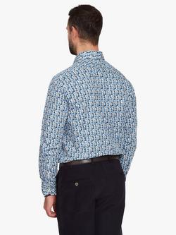 Simon Carter Cotton Tailored Fit Chess Print Shirt, Multi - view 2, Multi
