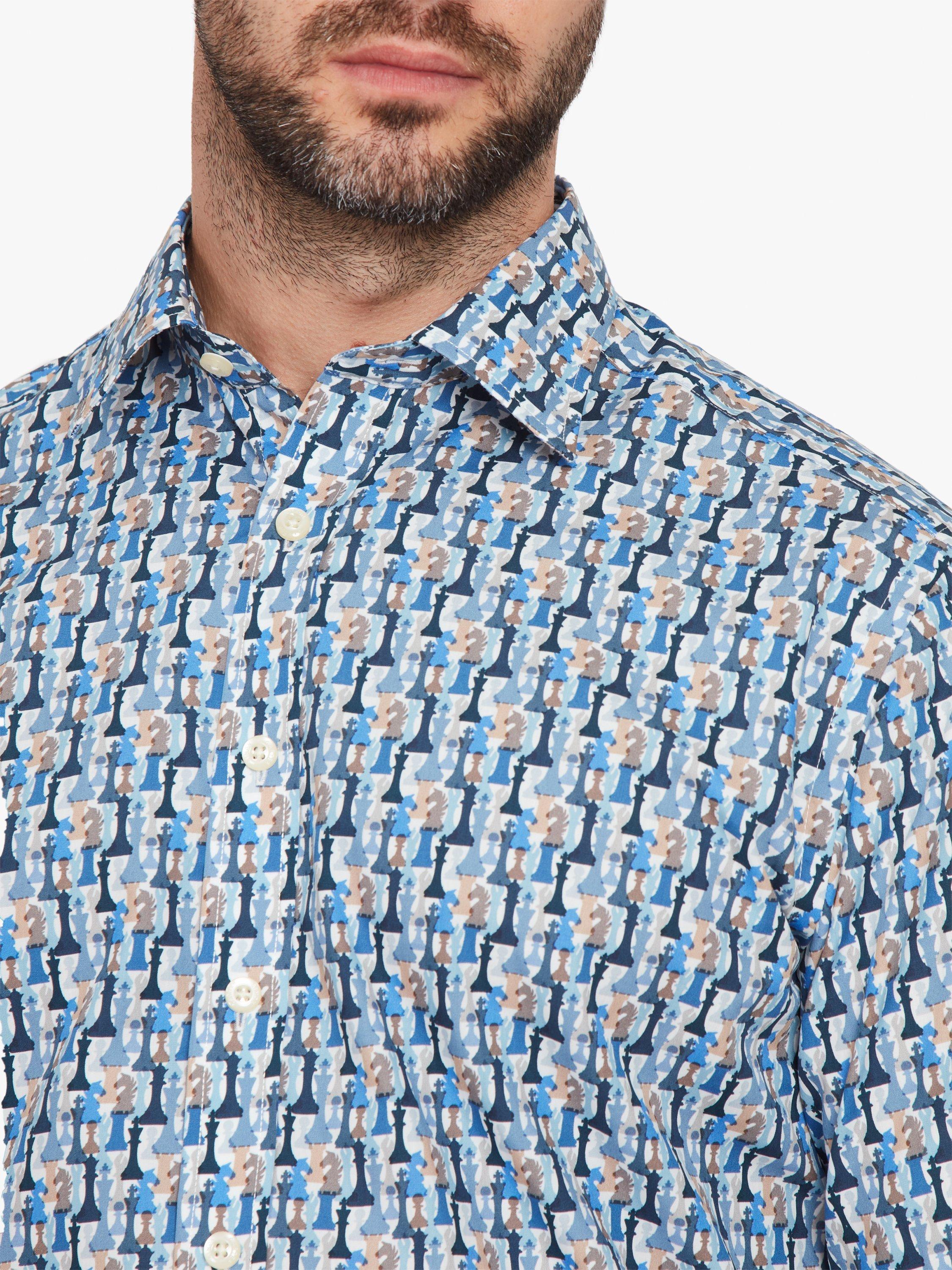 Product image 5 of 7, which shows Simon Carter Cotton Tailored Fit Chess Print Shirt, Multi, 15/R