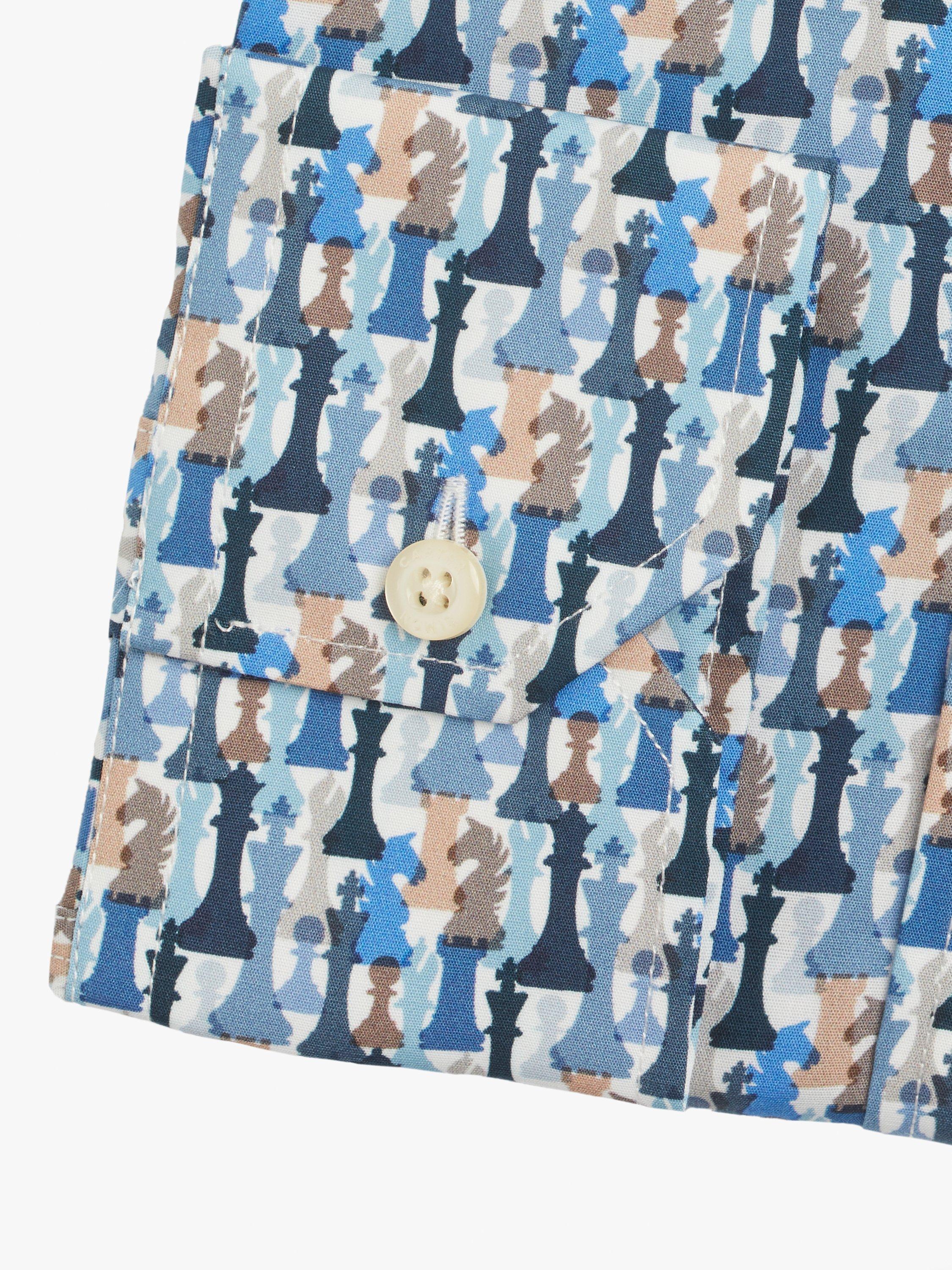 Product image 6 of 7, which shows Simon Carter Cotton Tailored Fit Chess Print Shirt, Multi, 15/R