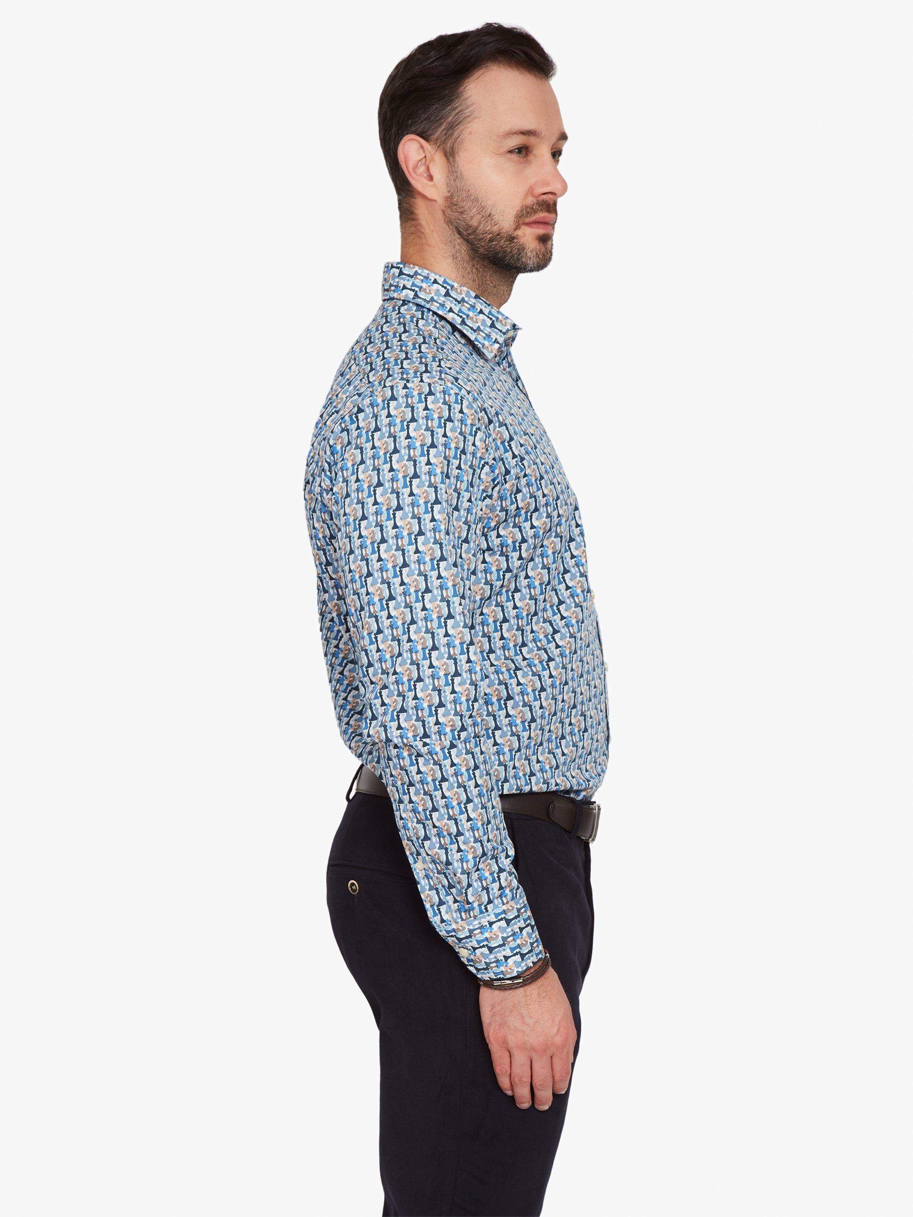 Product image 7 of 7, which shows Simon Carter Cotton Tailored Fit Chess Print Shirt, Multi, 15/R