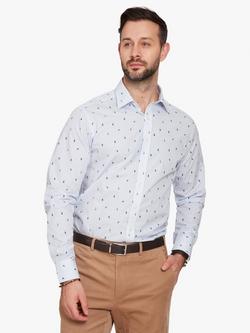 Simon Carter Cotton Tailored Fit Penguin Stripe Shirt, Light Blue, Light Blue