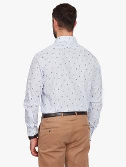 Simon Carter Cotton Tailored Fit Penguin Stripe Shirt, Light Blue - view 2, Light Blue