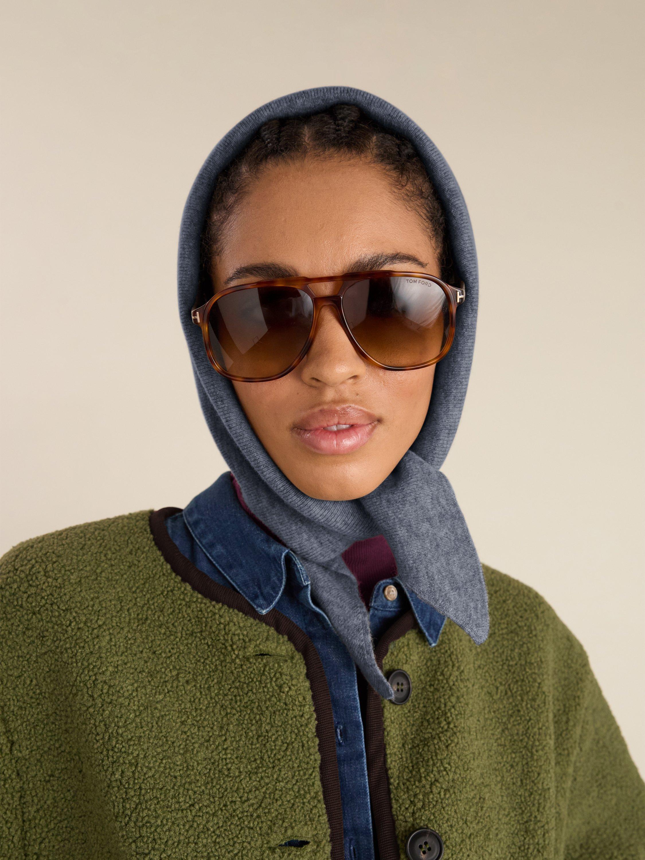 Product image 2 of 4, which shows Baukjen Niamh Wool Rich Triangle Scarf, Grey Marl, One Size