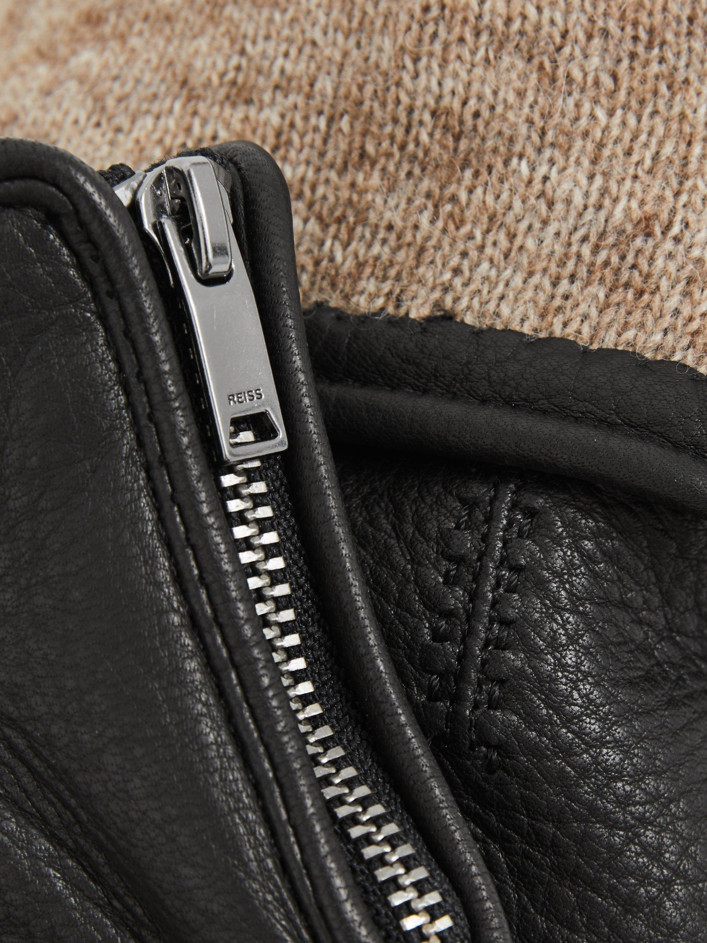 Product image 3 of 3, which shows Reiss Iowa Leather Gloves, Black, S