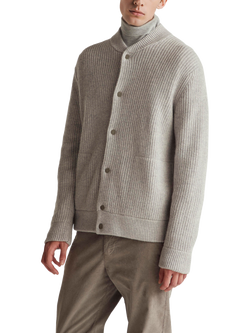 Benetton Wool Blend Knitted Bomber Cardigan, Grey, Grey