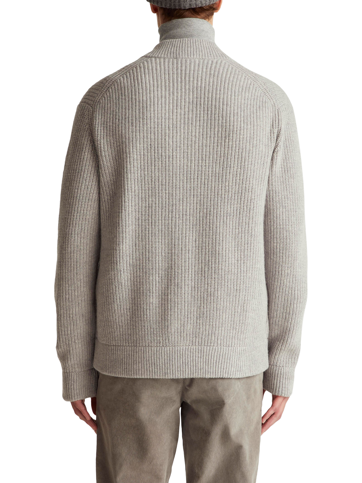 Product image 2 of 6, which shows Benetton Wool Blend Knitted Bomber Cardigan, Grey, M